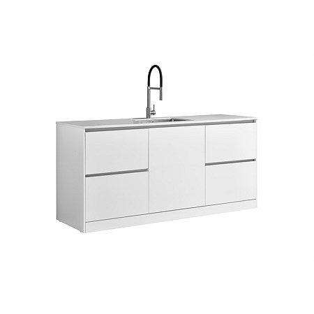 LeVivi Laundry Station 1930mm LH & RH Drawers with Centre Door White Top White Cabinet