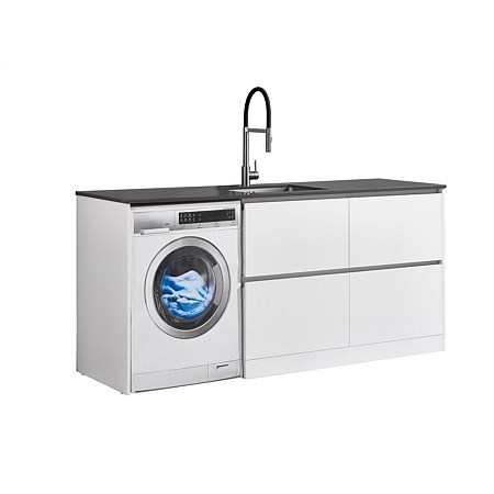 LeVivi Laundry Station 1930mm RH 4 Drawers Charcoal Top White Cabinet