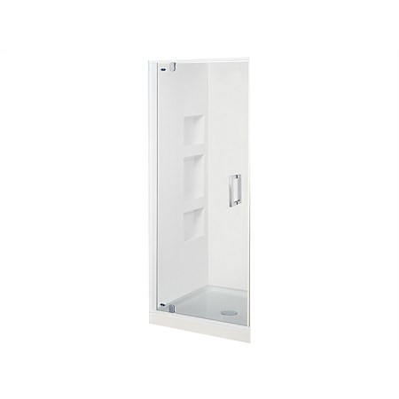 Englefield Azure II 900mm 3 Sided Recessed Moulded Wall Shower Enclosure White Joinery