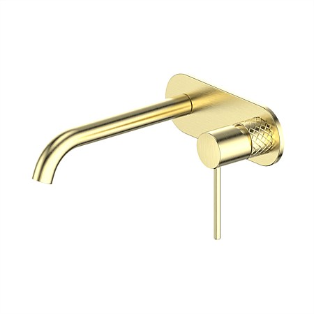 Greens Textura Wall Basin Mixer with Faceplate Brushed Brass