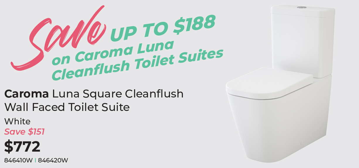 Caroma Luna Square Cleanflush Wall Faced Toilet Suite