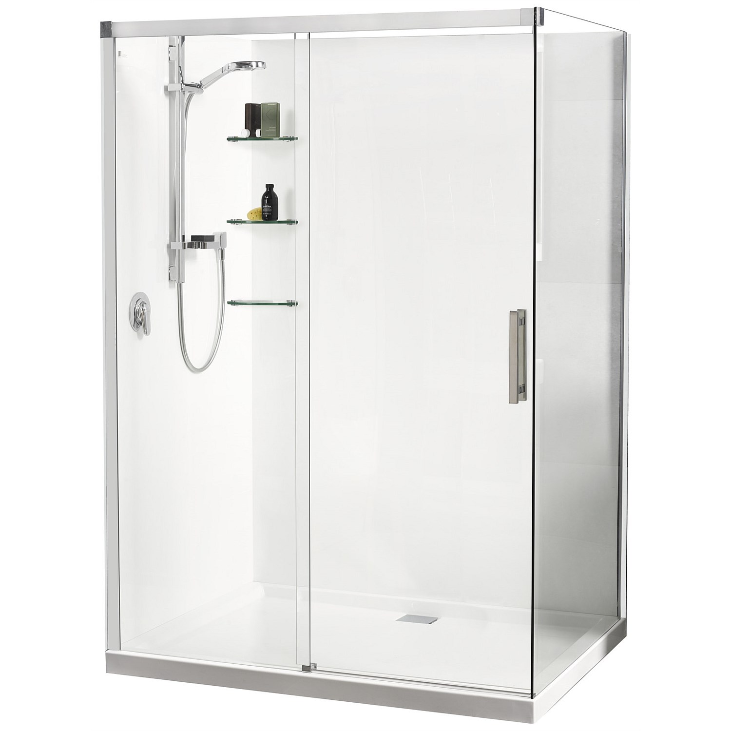 Showers Plumbing World Athena Motio 1400mm Sliding Door Shower