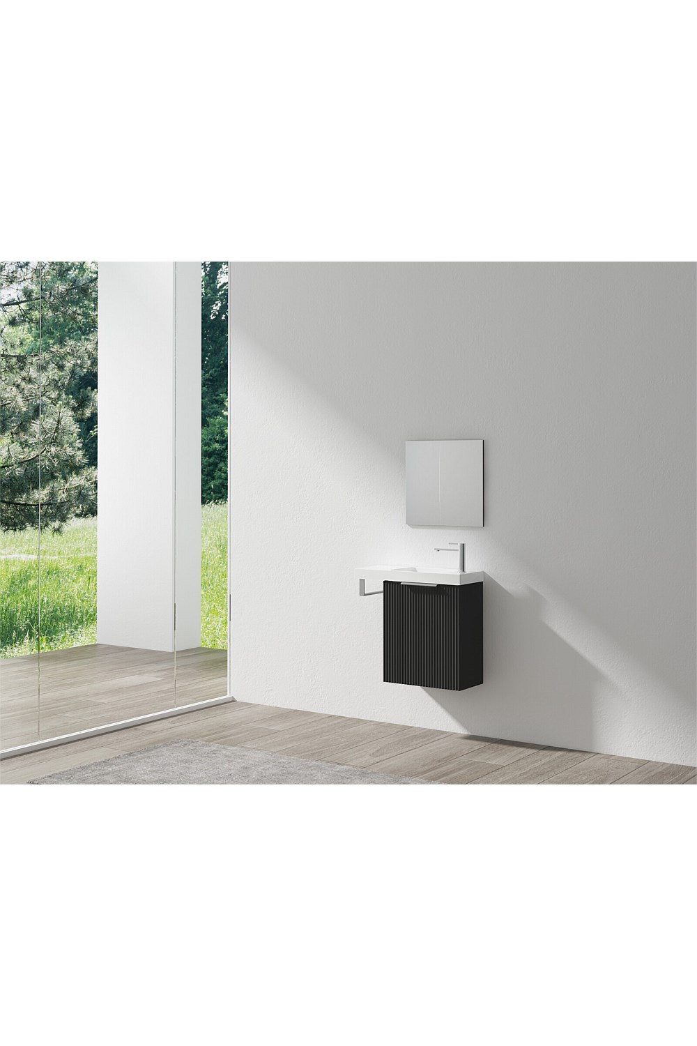 LeVivi LeVivi Positano Extension 600mm Wall hung Ensuite with Towel Rail Left Hand Door Matt Black