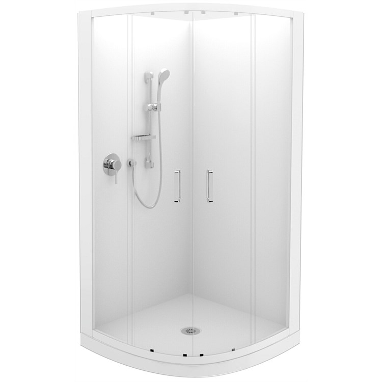 LeVivi Cabris 900mm Round Shower Enclosure Flat Wall | White Joinery