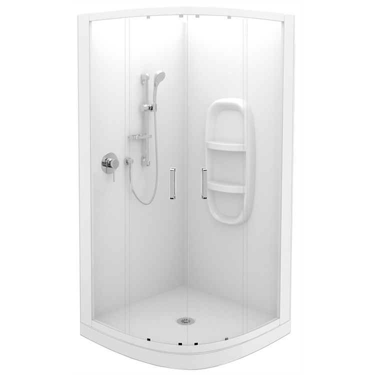 LeVivi Cabris 900mm Round Shower Enclosure Moulded Wall | White Joinery