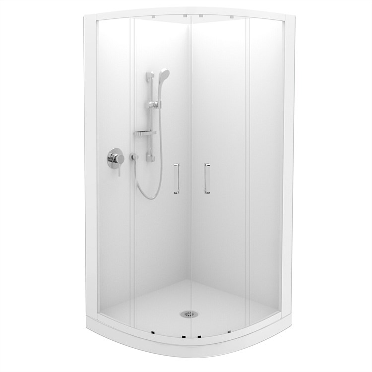 LeVivi Cabris 1000mm Round Shower Enclosure Flat Wall | White Joinery