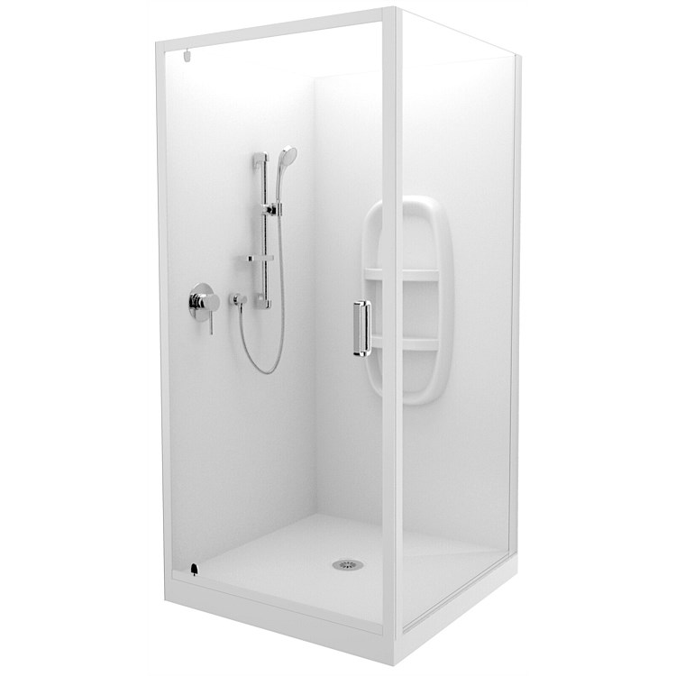 LeVivi Cabris 900mm Square Shower Enclosure Moulded Wall | White Joinery