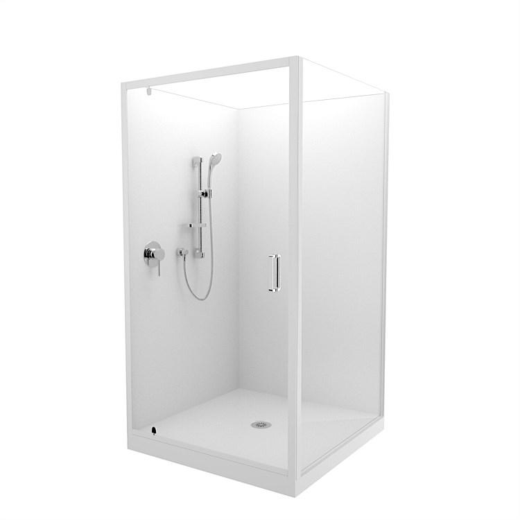 LeVivi Cabris 1000mm Square Flat Wall Shower Enclosure White LeVivi Cabris 1000mm Square Flat Wall Shower Enclosure White