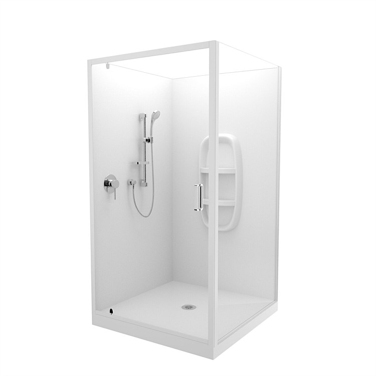 LeVivi Cabris 1000mm Square Shower Enclosure Moulded Wall | White Joinery