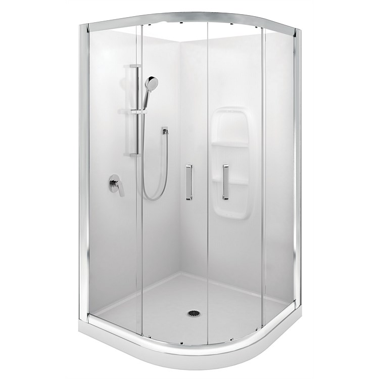 LeVivi Cabris 1000mm Round Moulded Wall Shower Enclosure Polished
