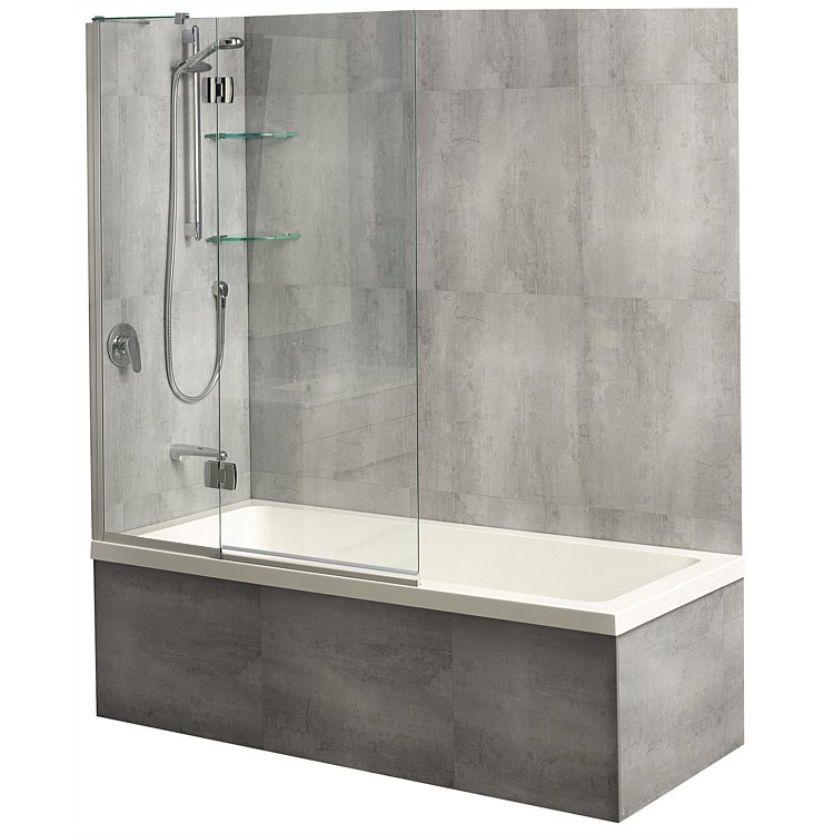 Clearlite Varo 1675mm Shower Over Bath and Platinum Swing Panel