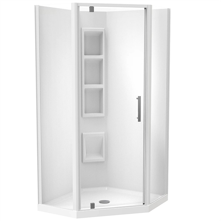 Clearlite Millennium 1000mm 2 Sided Angle Shower Enclosure Moulded Wall White