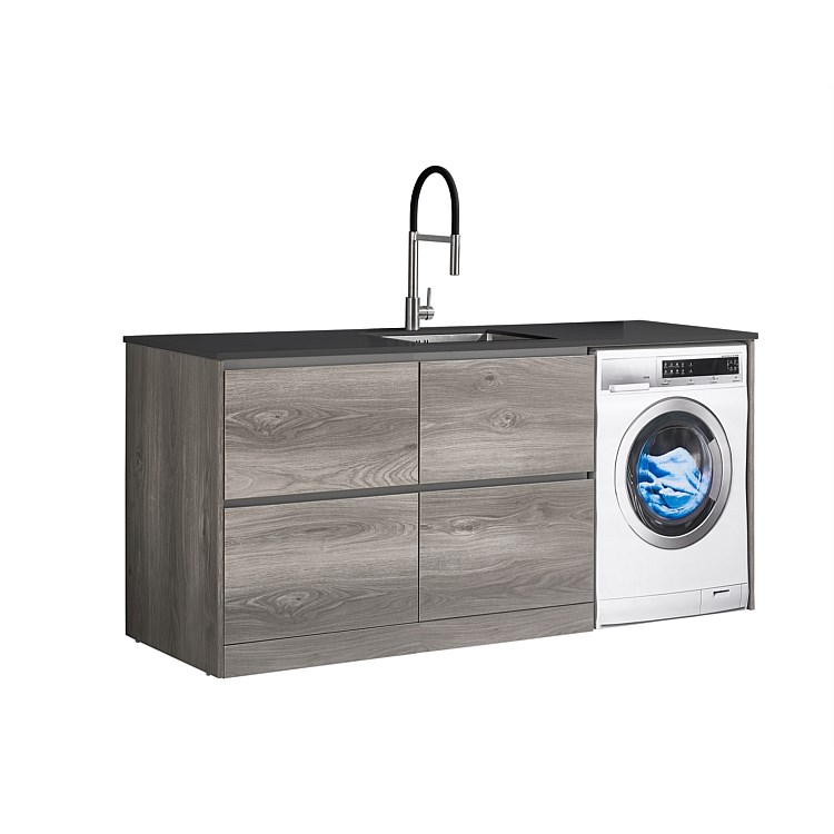 LeVivi Laundry Station 1930mm LH 4 Drawers Charcoal Top Elm Cabinet