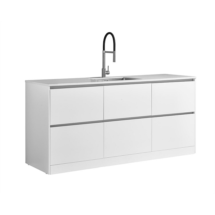 LeVivi Laundry Station 1930mm 6 Drawers White Top White Cabinet