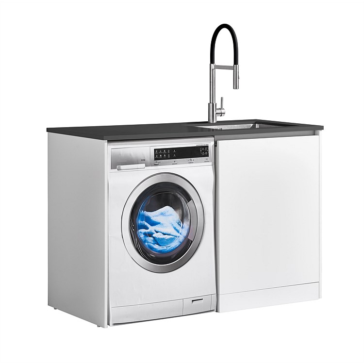 LeVivi Laundry Station 1300mm RH Door Charcoal Top White Cabinet