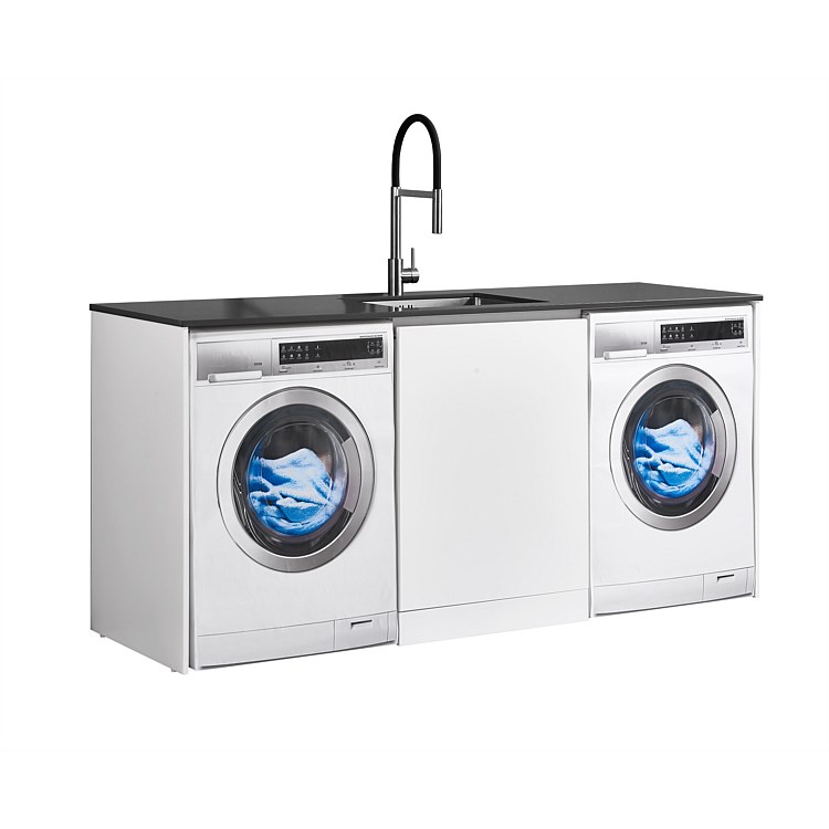 LeVivi Laundry Station 1930mm Centre Door Only Charcoal Top White Cabinet
