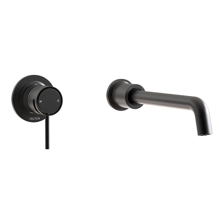 Felton Tate Wall Mounted Basin/Bath Mixer Matte Black