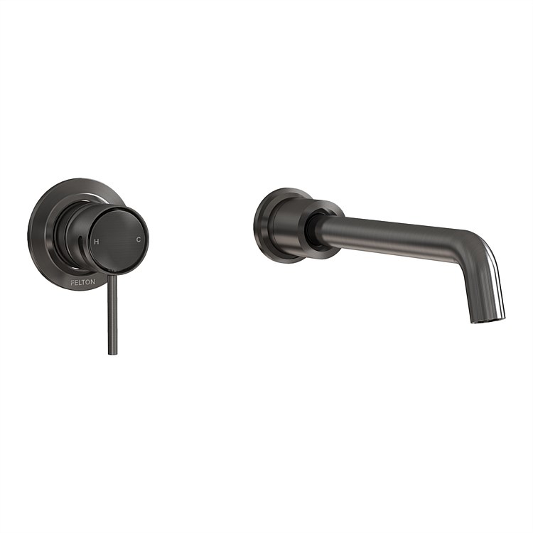 Felton Tate Wall Mounted Basin/Bath Mixer Brushed Gunmetal