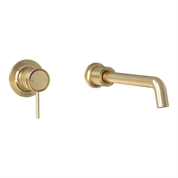 Felton Tate Wall Mounted Basin/Bath Mixer Brushed Gold