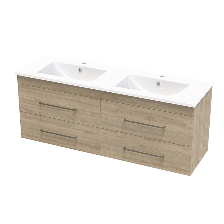 Clearlite Cashmere 1500mm Double Bowl Double Drawer Vanity Ranfurly Oak Clearlite Cashmere 1500mm Double Bowl Double Drawer Vanity Ranfurly Oak