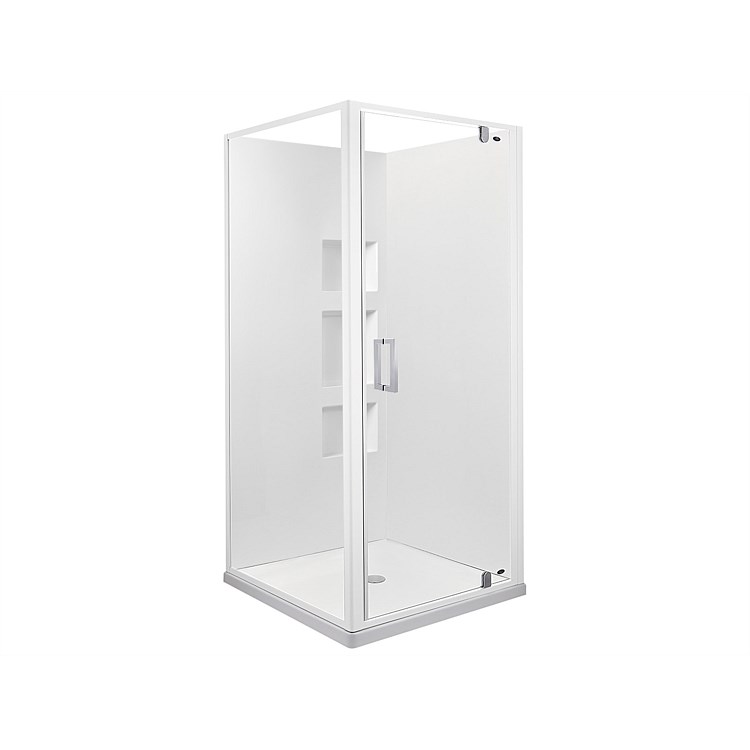 Englefield Azure II 1000mm 2 Sided Recessed Wall Square Shower Enclosure Moulded Wall White