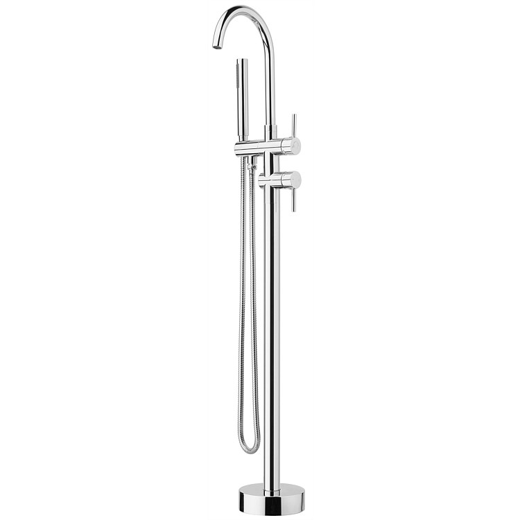 Voda Floor Mounted Bath Filler with Mixer & Hand Shower Chrome