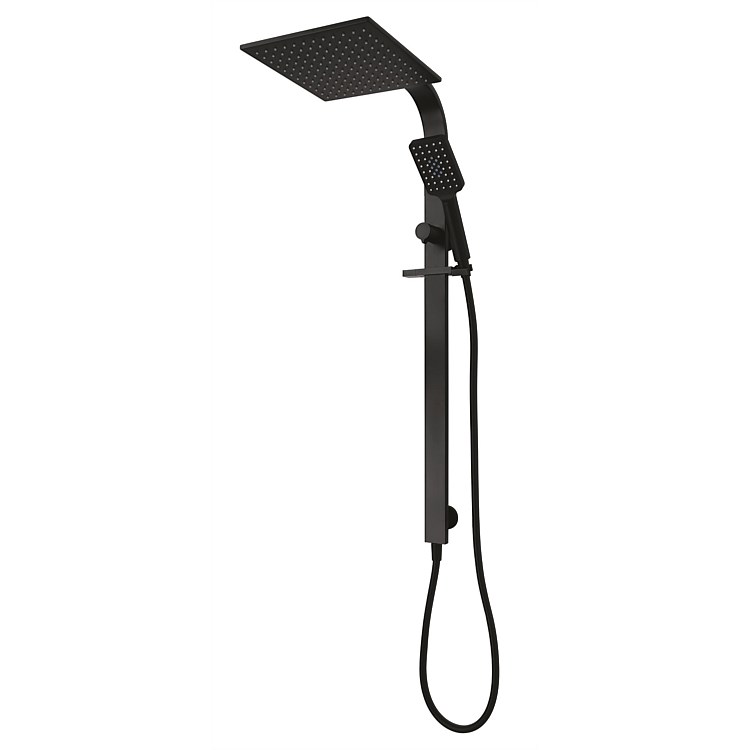 Voda Eclipse Square Double Head Slide Shower Matte Black