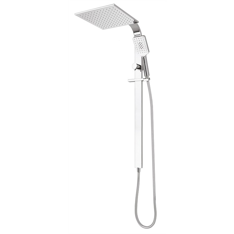 Voda Eclipse Square Double Head Slide Shower Chrome