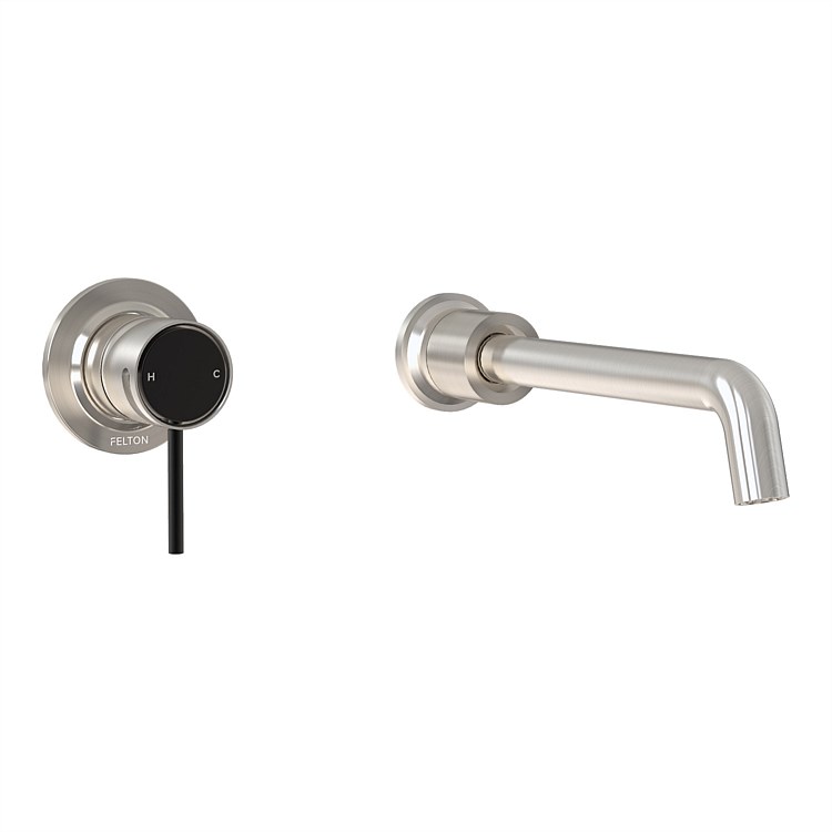 Felton Tate Wall Mounted Basin/Bath Mixer Brushed Nickel/Matte Black