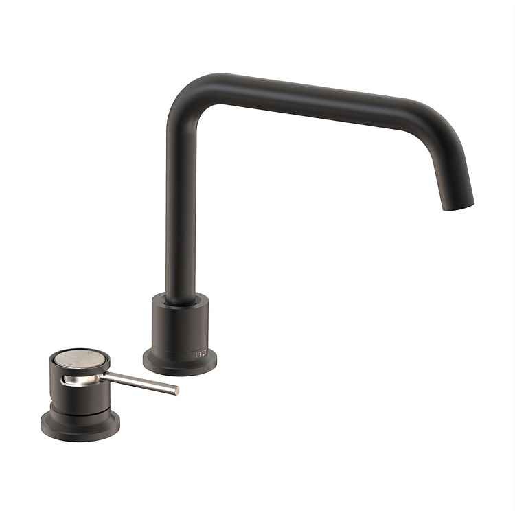 Felton Tate Deck Mounted Sink Mixer Matte Black/Brushed Nickel