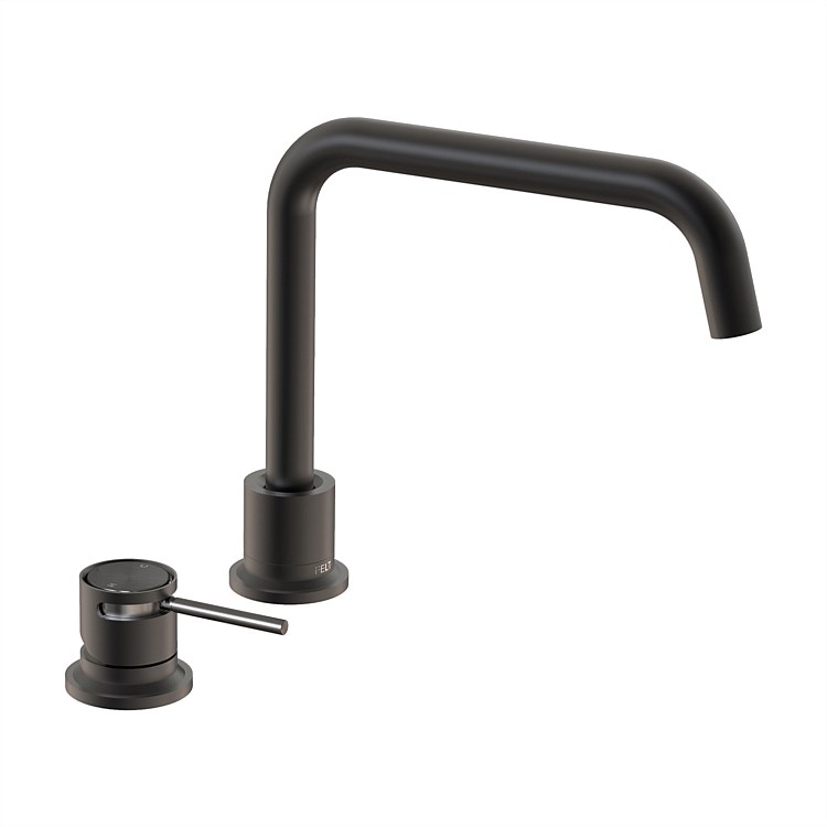 Felton Tate Deck Mounted Sink Mixer Matte Black/Brushed Gunmetal