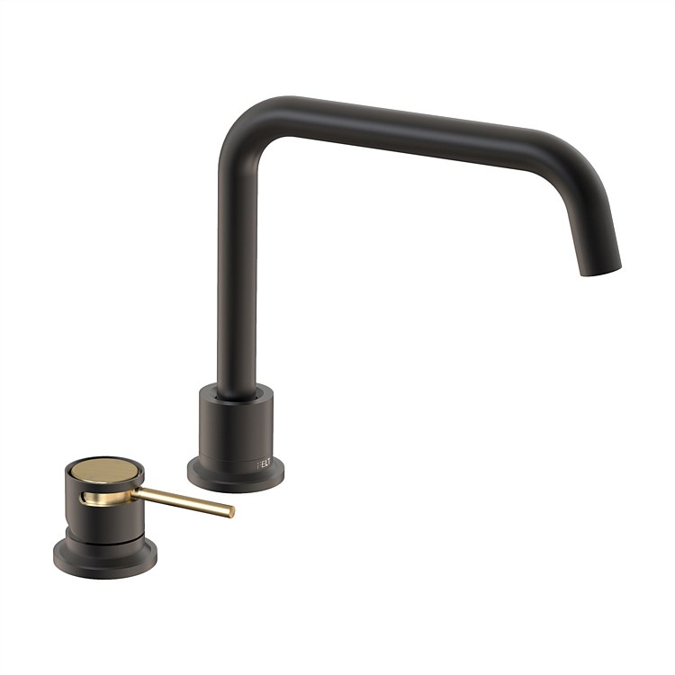 Felton Tate Deck Mounted Sink Mixer Matte Black/Brushed Gold