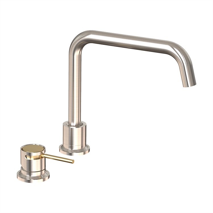 Felton Tate Deck Mounted Sink Mixer Brushed Nickel/Brushed Gold