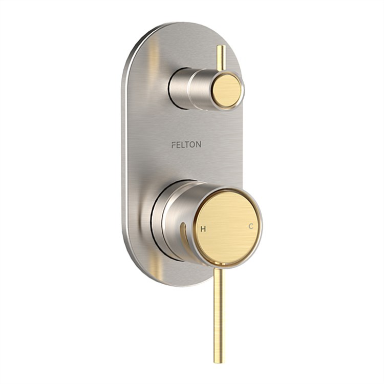 Felton Tate Diverter Mixer Brushed Nickel/Brushed Gold