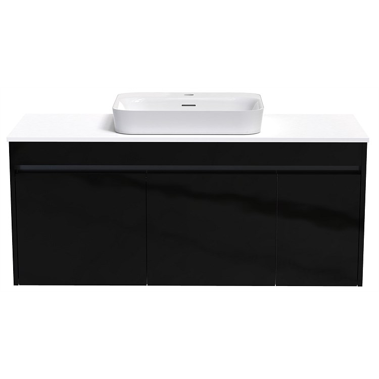 Athena Sirocco Alumino 1200 Wall Hung Vanity Exochique Black with Caesarstone Top and Serifos Basin