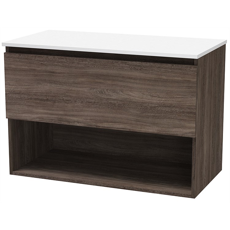 Clearlite Pinnacle Pro 1200mm Drawer Open Wall-Hung Vanity Blackened Elm