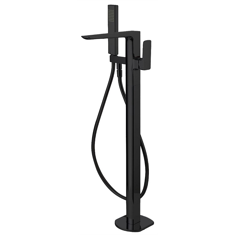 Progetto Venice Floor Mounted Bath Filler with Handshower Matte Black