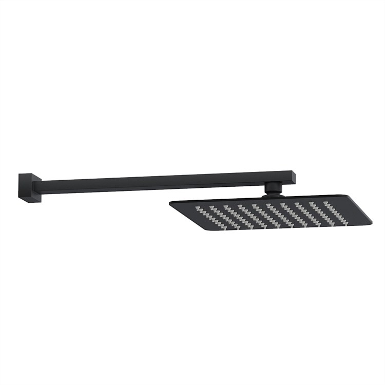 Progetto Venice Square 250mm Wall Mounted Rainhead Matte Black