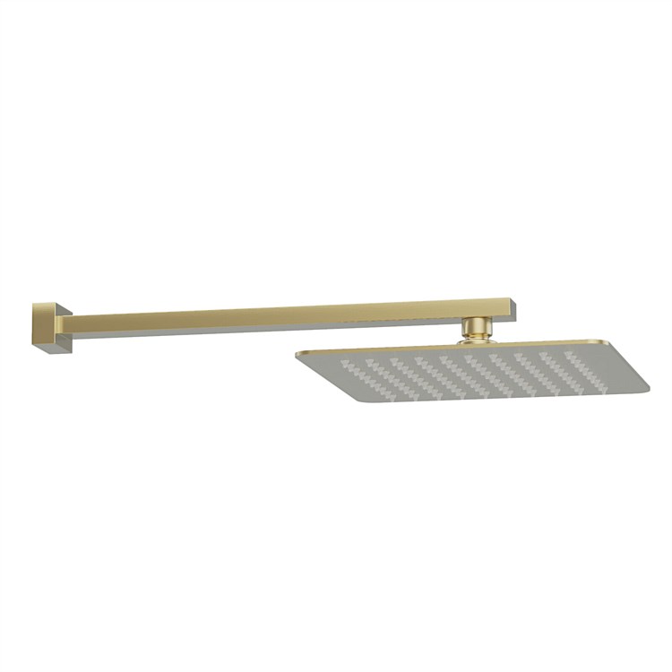Plumbline Venice Square 250mm Wall Mounted Rainhead Brushed Brass Plumbline Venice Square 250mm Wall Mounted Rainhead Brushed Brass