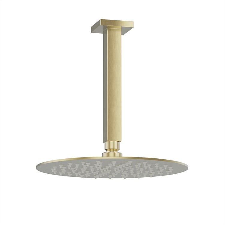 Plumbline Venice Round 250mm Ceiling Mounted Rainhead Brushed Brass