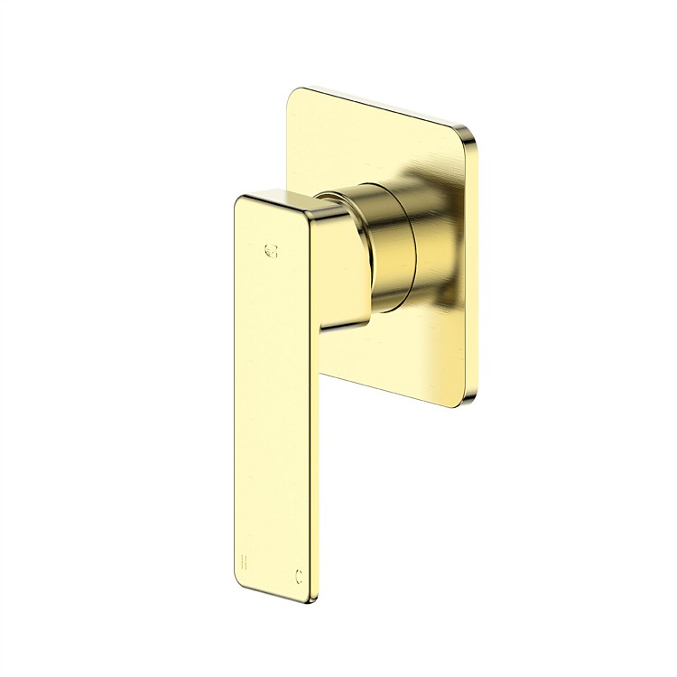 Green Arcas Square Shower Mixer with 25mm High Flow Cartridge Brushed Brass