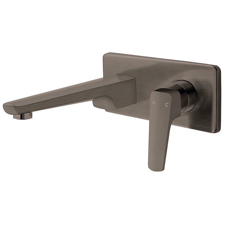 Voda Eclipse Wall Mounted Basin Mixer Brushed Gunmetal