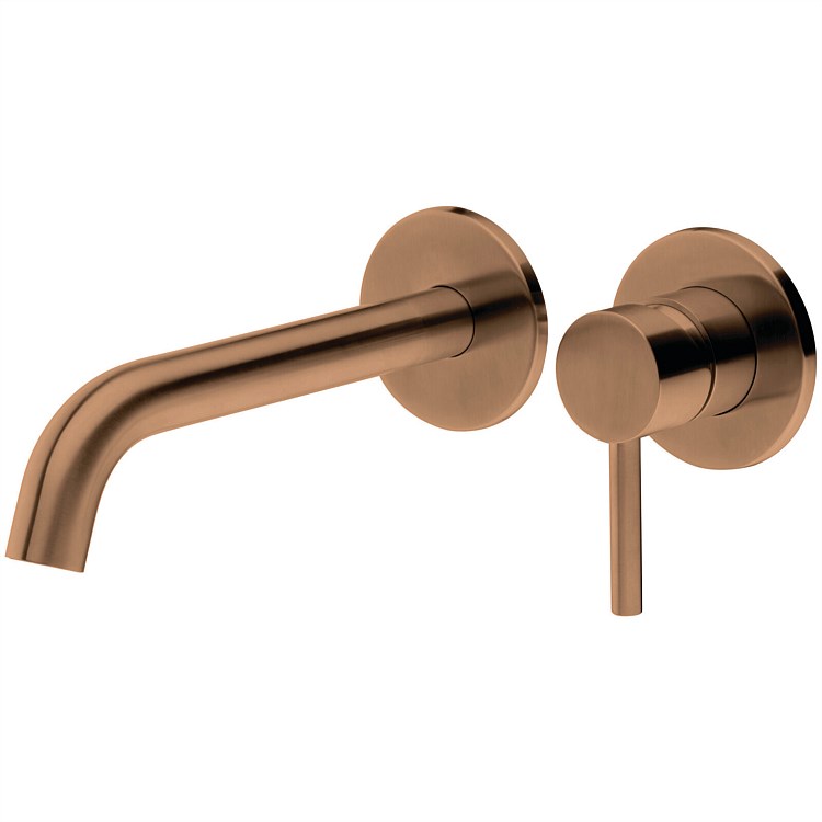 Voda Storm Wall Mounted Basin Mixer Brushed Copper