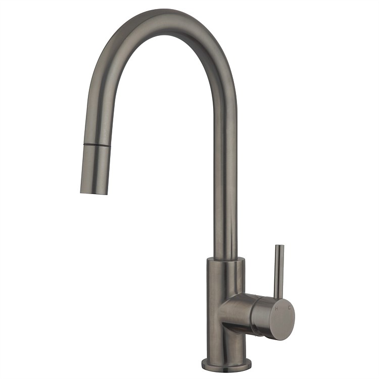 Voda Gooseneck Pull-Out Sink Mixer Brushed Gunmetal