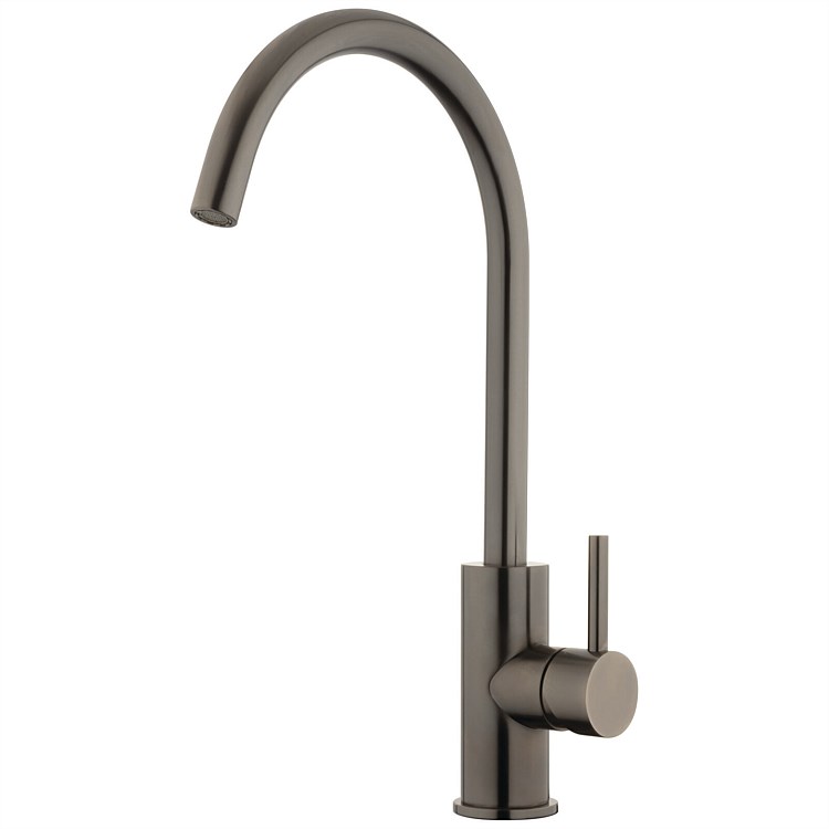 Voda Storm Gooseneck Sink Mixer Cold Start Brushed Gunmetal