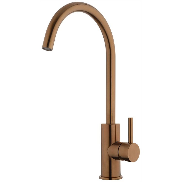 Voda Storm Gooseneck Sink Mixer Cold Start Brushed Copper