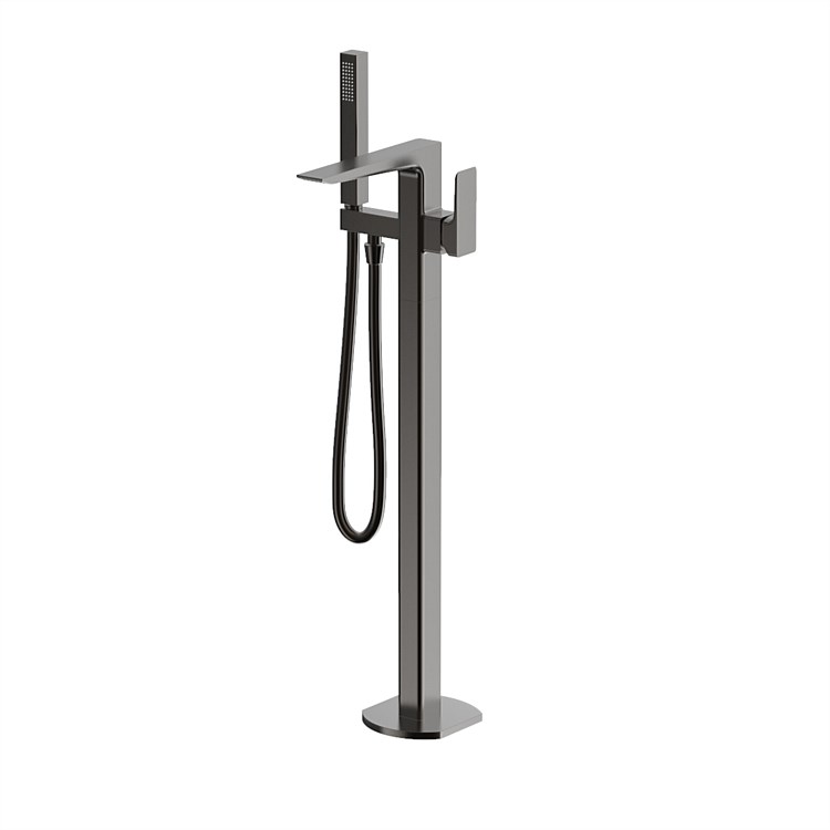 Plumbline Venice Floor Mounted Bath Filler with Handshower Brushed Gunmetal