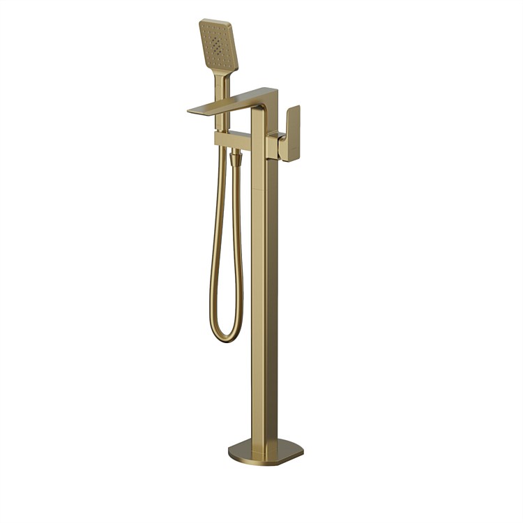 Progetto Venice Floor Mounted Bath Filler with Handshower Brushed Brass