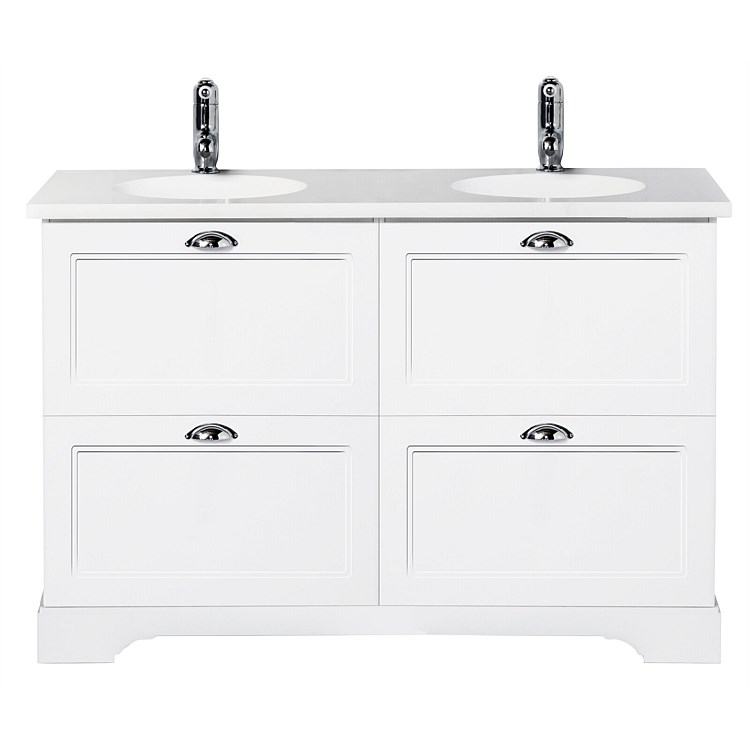 VCBC Burlington English Classic 1130 Floor Standing Double Bowl Vanity Matte White