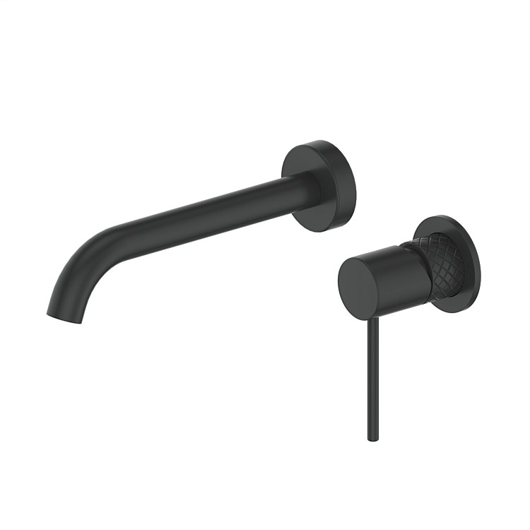 Greens Textura Wall Basin Mixer Matte Black